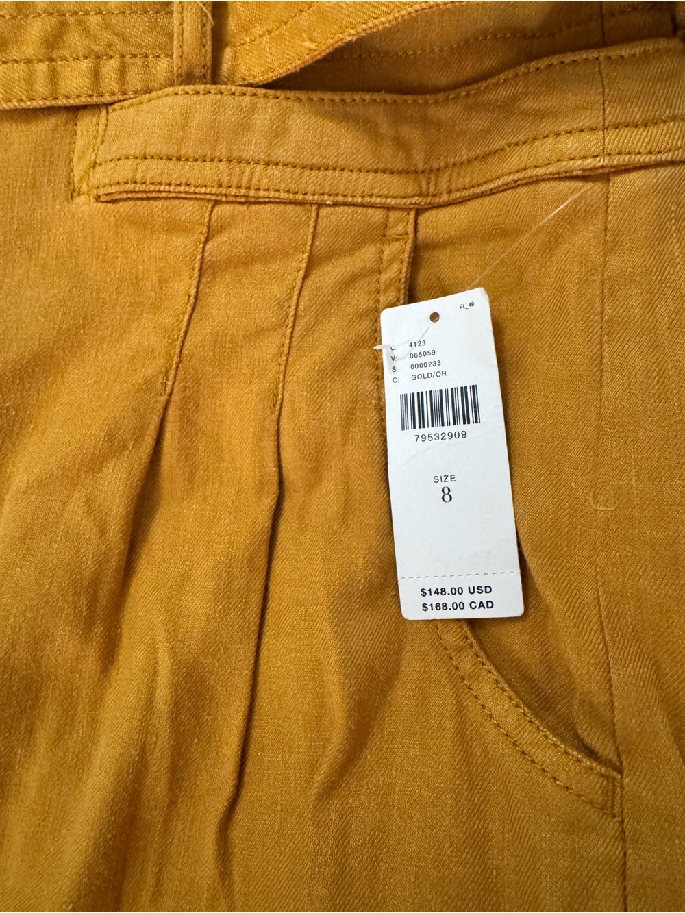 NWT Anthropologie Wide Leg Linen Blend Paperbag Pants Size 8 Ochre - Picture 7 of 9